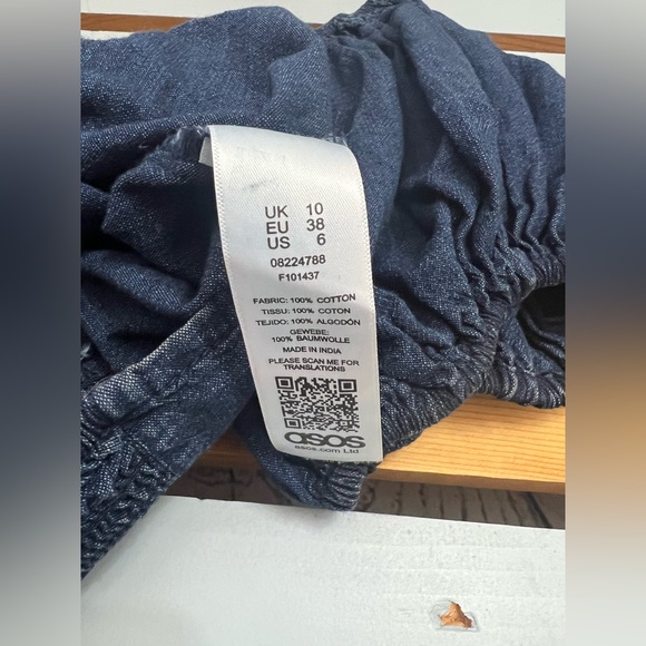 ASOS Design Dark Denim Crop Top with Puff Sleeve Size US 6 - Picture 5 of 9